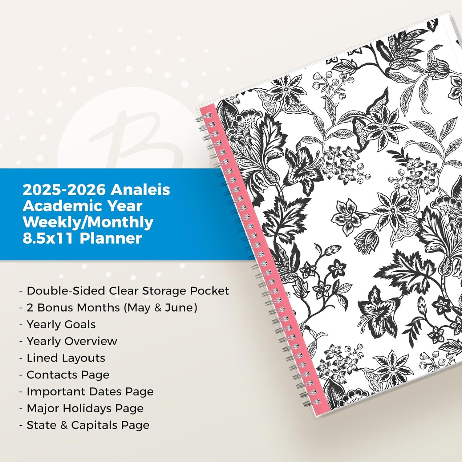 imageBlue Sky 20262027 Weekly and Monthly Academic Year Planner Calendar July 2026 June 2027 85 x 11 Flexible Pocket Cover Wirebound Storage Pocket AnaleisAnaleis 20252026