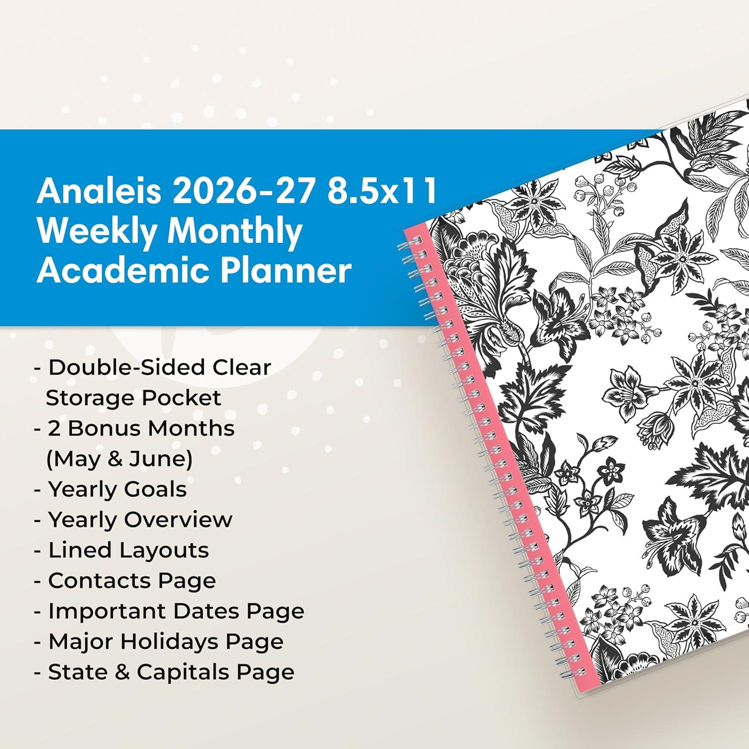 imageBlue Sky 20262027 Weekly and Monthly Academic Year Planner Calendar July 2026 June 2027 85 x 11 Flexible Pocket Cover Wirebound Storage Pocket AnaleisAnaleis 20262027