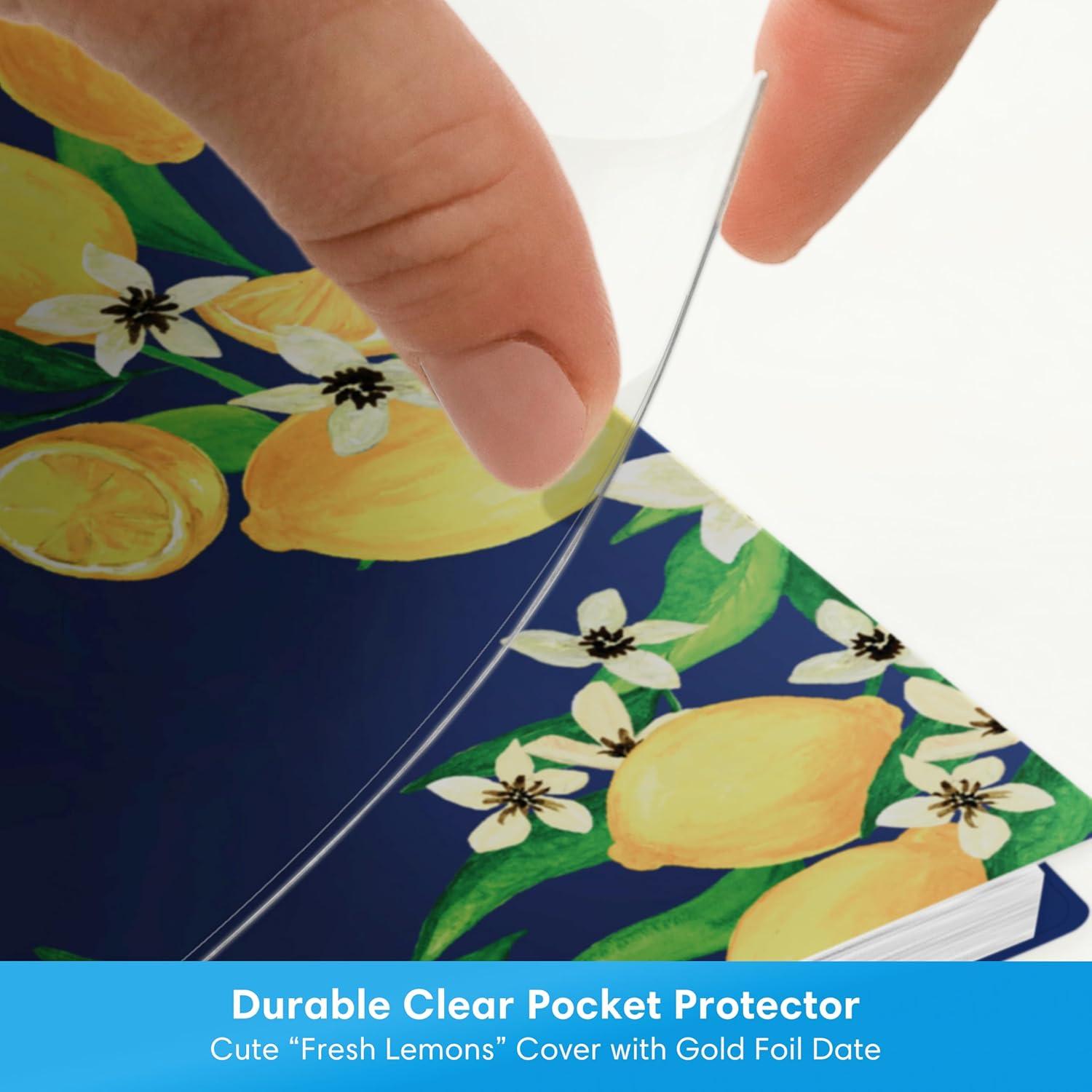 imageBlue Sky 20262027 Weekly and Monthly Academic Year Teacher Lesson Planner Calendar July 2026 June 2027 85 x 11 Flexible Cover Wirebound Laminated Tabs Storage Pocket Fresh LemonsFresh Lemons 20262027