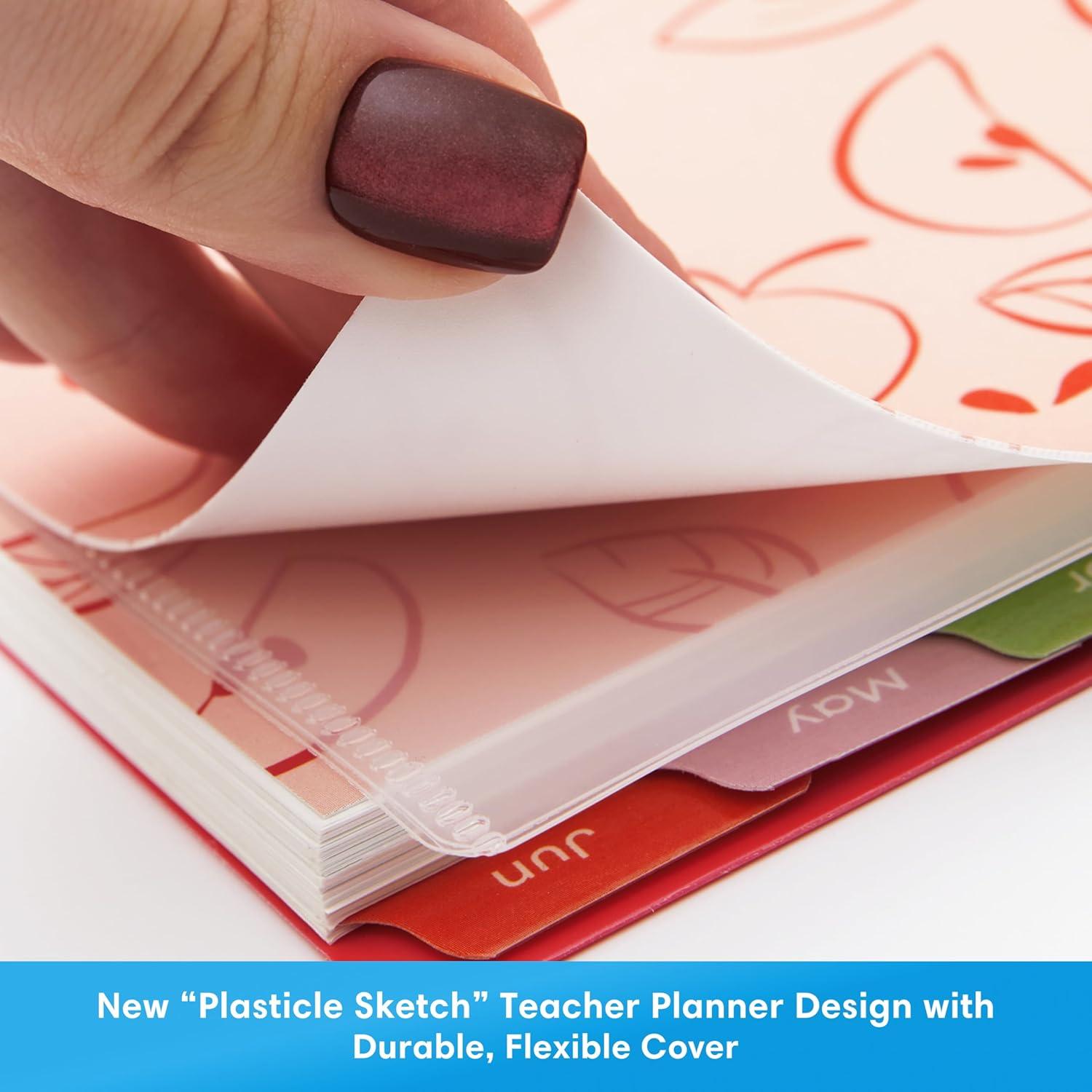 imageBlue Sky 20262027 Weekly and Monthly Academic Year Teacher Lesson Planner Calendar July 2026 June 2027 85 x 11 Flexible Cover Wirebound Laminated Tabs Storage Pocket Apple SketchApple Sketch 20262027