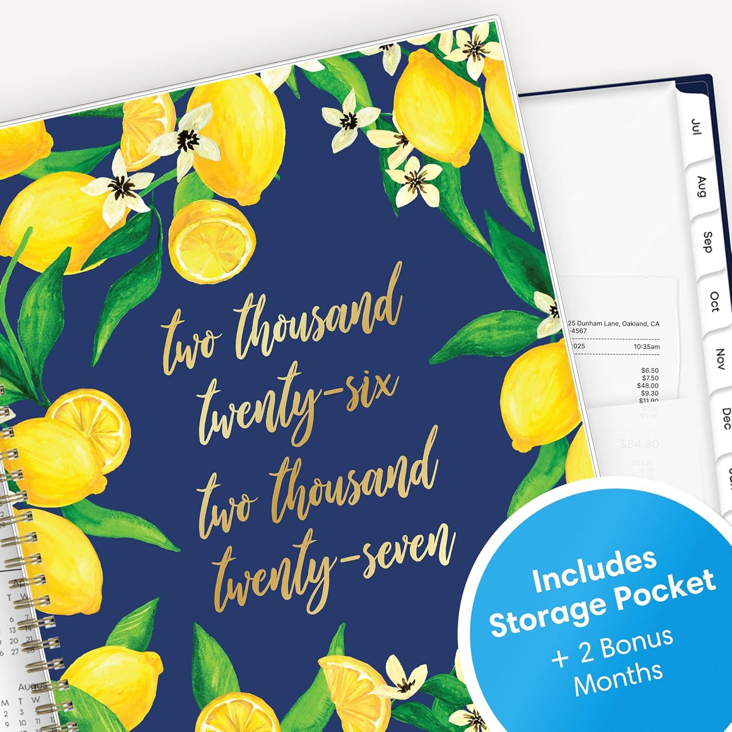 imageBlue Sky 20262027 Weekly and Monthly Academic Year Teacher Lesson Planner Calendar July 2026 June 2027 85 x 11 Flexible Cover Wirebound Laminated Tabs Storage Pocket Fresh LemonsFresh Lemons 20262027