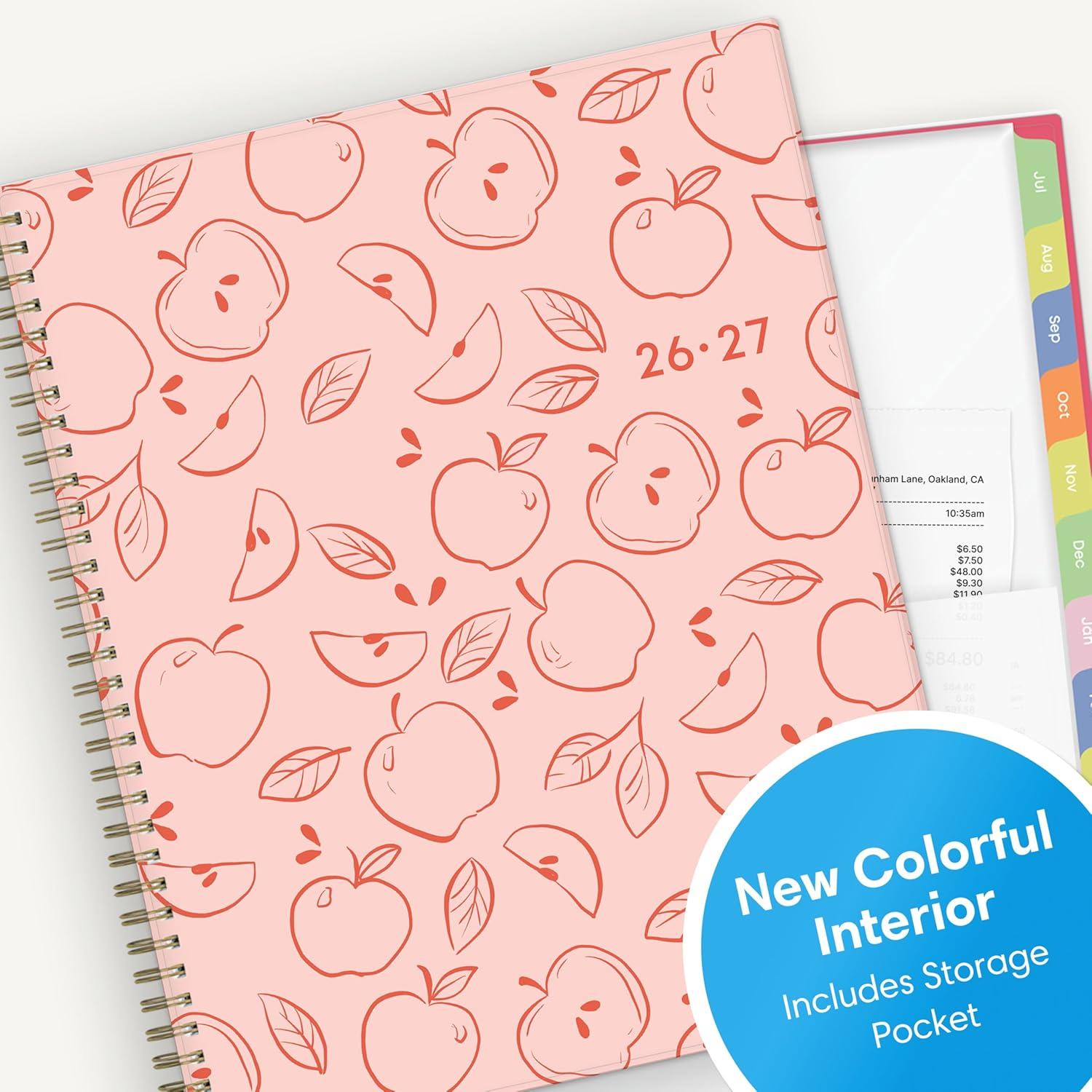 imageBlue Sky 20262027 Weekly and Monthly Academic Year Teacher Lesson Planner Calendar July 2026 June 2027 85 x 11 Flexible Cover Wirebound Laminated Tabs Storage Pocket Apple SketchApple Sketch 20262027