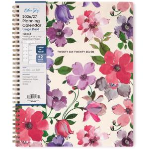 Blue Sky 2026-2027 Large Print Weekly and Monthly Academic Year Planner Calendar, July 2026 – June 2027, 8.5″ x 11″, Flexible Cover, Wirebound, Storage Pocket, Laminated Tabs, Charlotte(Charlotte- 2026/2027)