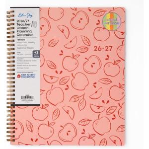 Blue Sky 2026-2027 Weekly and Monthly Academic Year Teacher Lesson Planner Calendar, July 2026 – June 2027, 8.5″ x 11″, Flexible Cover, Wirebound, Laminated Tabs, Storage Pocket, Apple Sketch(Apple Sketch- 2026/2027)