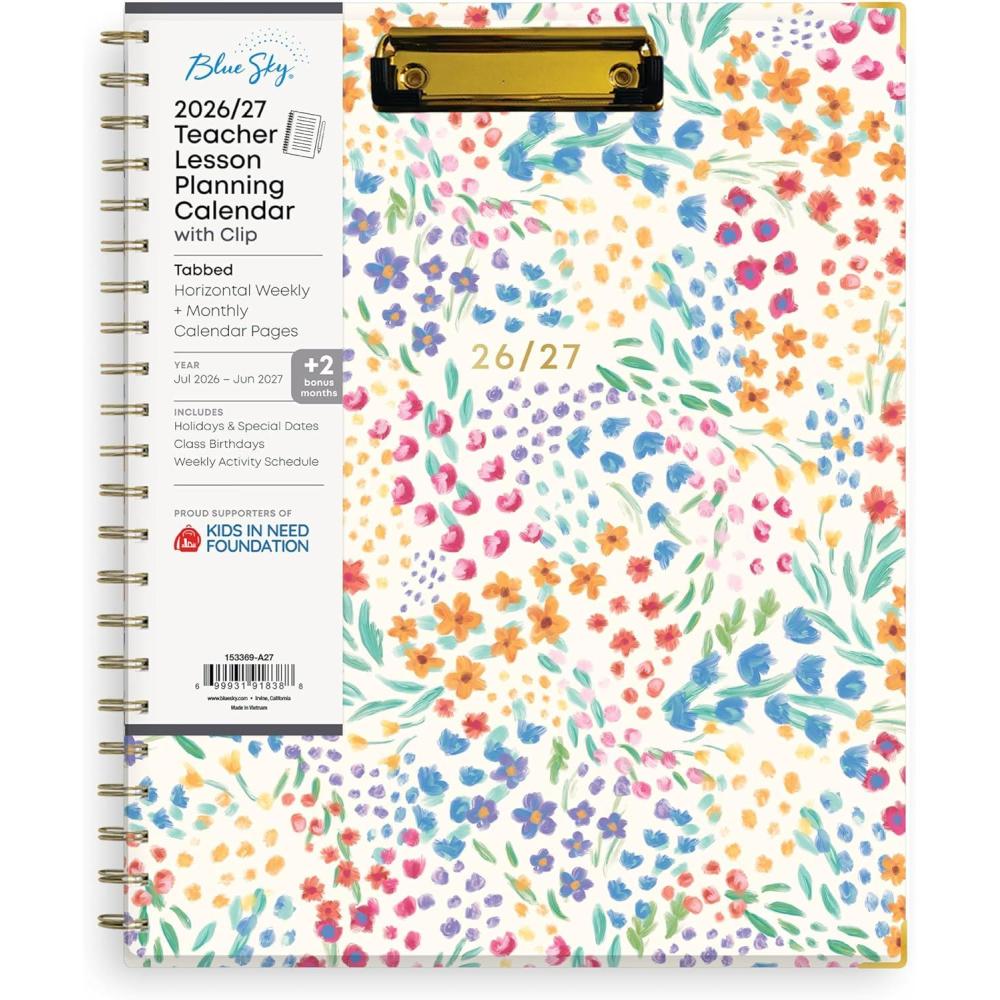 imageBlue Sky 20262027 Weekly and Monthly Academic Year Teacher Lesson Planner Calendar With Clipboard July 2026 June 2027 85 x 11 Hard Cover Wirebound Laminated Tabs MiahMiah 20262027