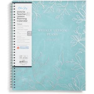 Blue Sky 2026-2027 Weekly and Monthly Academic Year Teacher Lesson Planner Calendar, July 2026 – June 2027, 8.5″ x 11″, Flexible Cover, Wirebound, Laminated Tabs, Storage Pocket, Prairie Aqua(Prairie Aqua- 2025/2026)