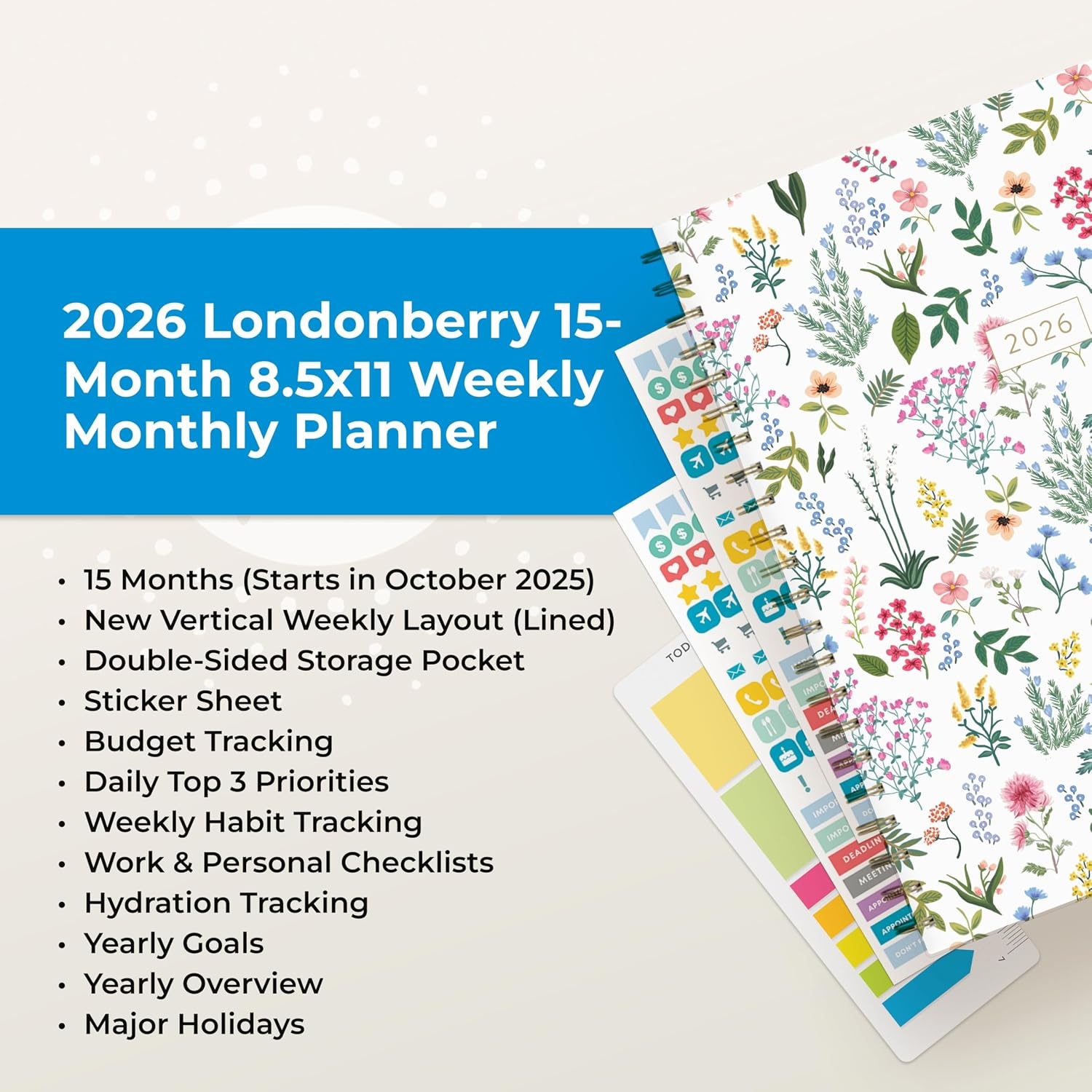 image:imageBlue Sky 2027 15Month Weekly amp Monthly Planner 85x11 LondonberryLondonberry 2026