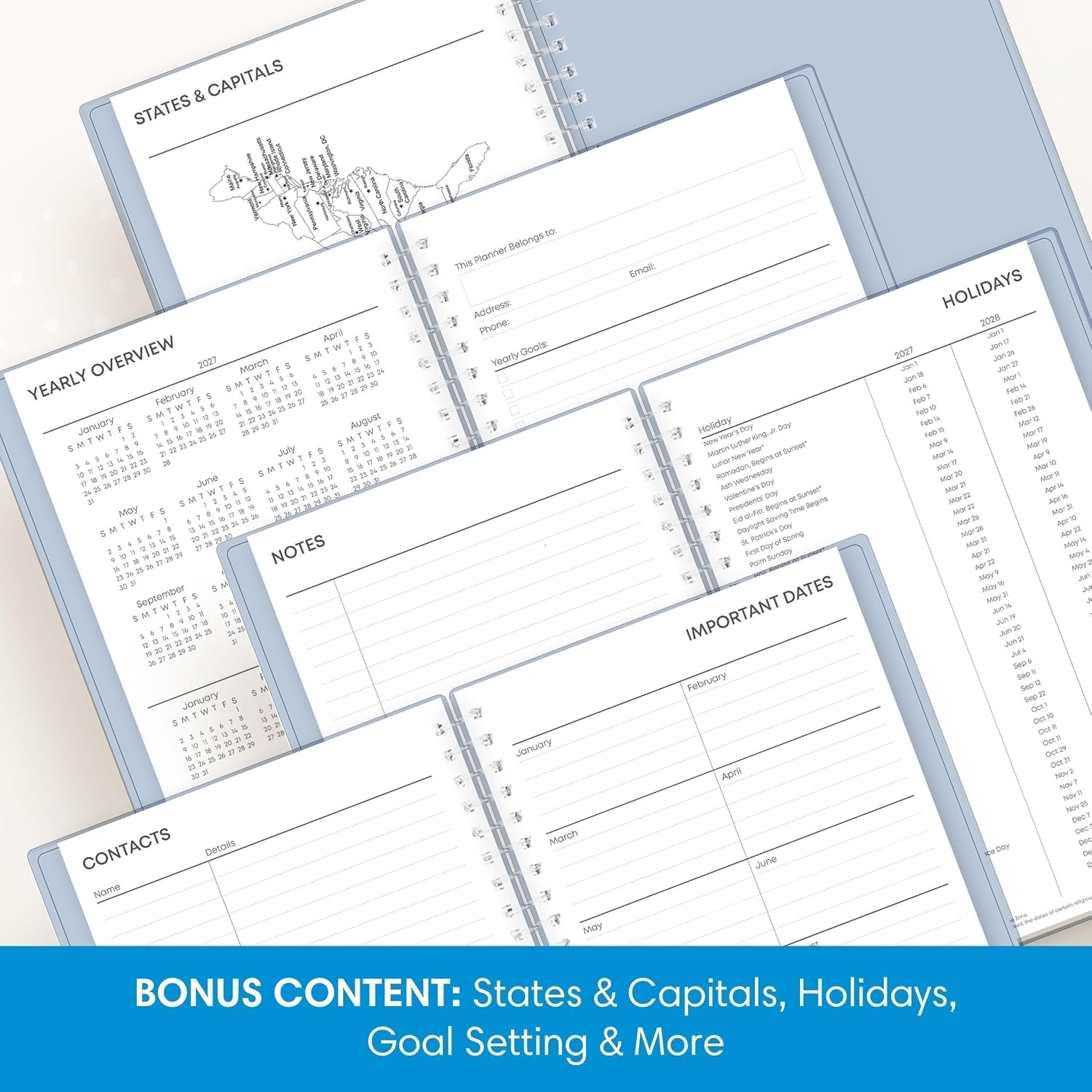 image:imageBlue Sky 2027 15Month Weekly amp Monthly Planner Calendar 5x8 Soft Blue