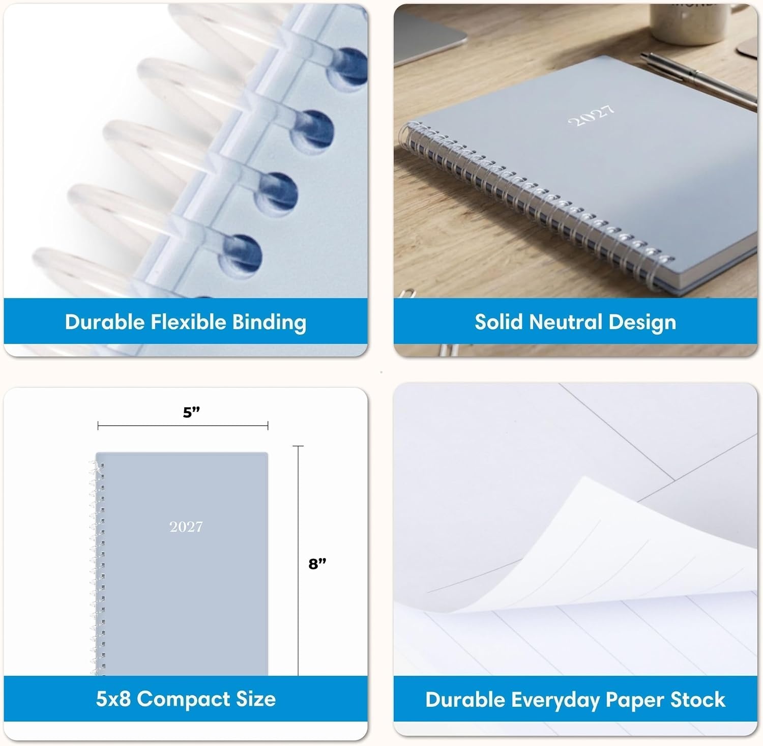 image:imageBlue Sky 2027 15Month Weekly amp Monthly Planner Calendar 5x8 Soft Blue