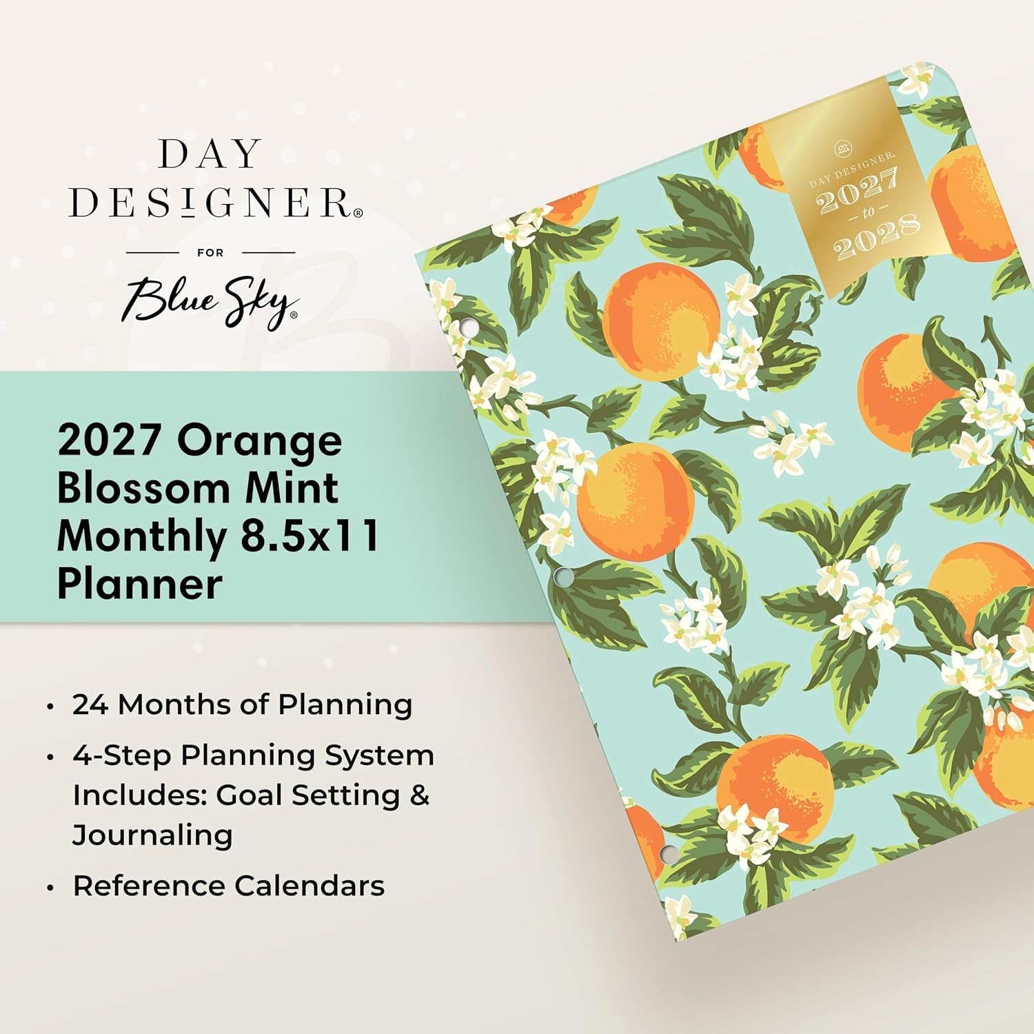 image:imageBlue Sky 2027 24Month Monthly Planner 85x11 Orange Blossom MintOrange Blossom Mint 2027