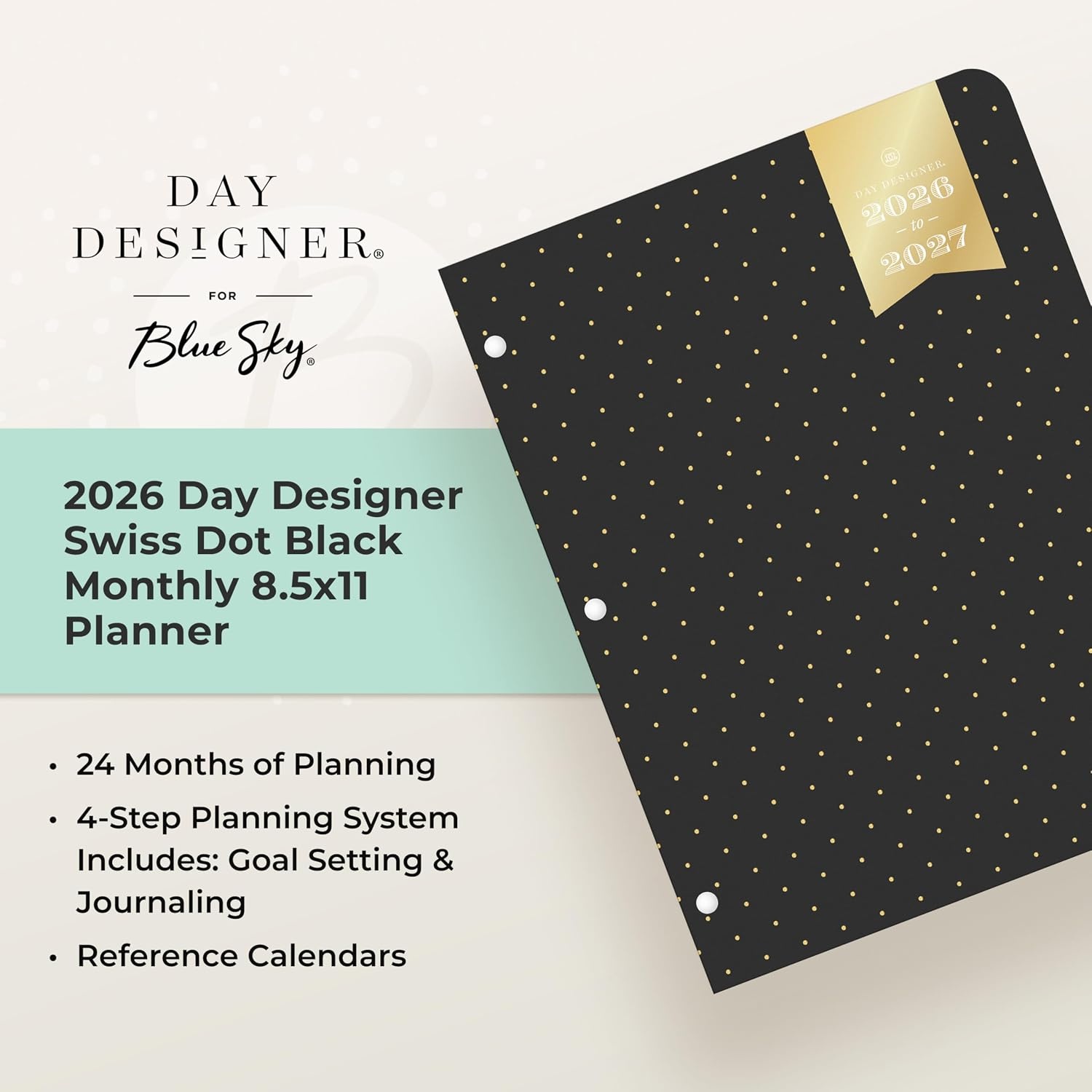 image:imageBlue Sky 2027 24Month Monthly Planner Calendar 85x11 Swiss Dot BlackSwiss Dot Black 2026