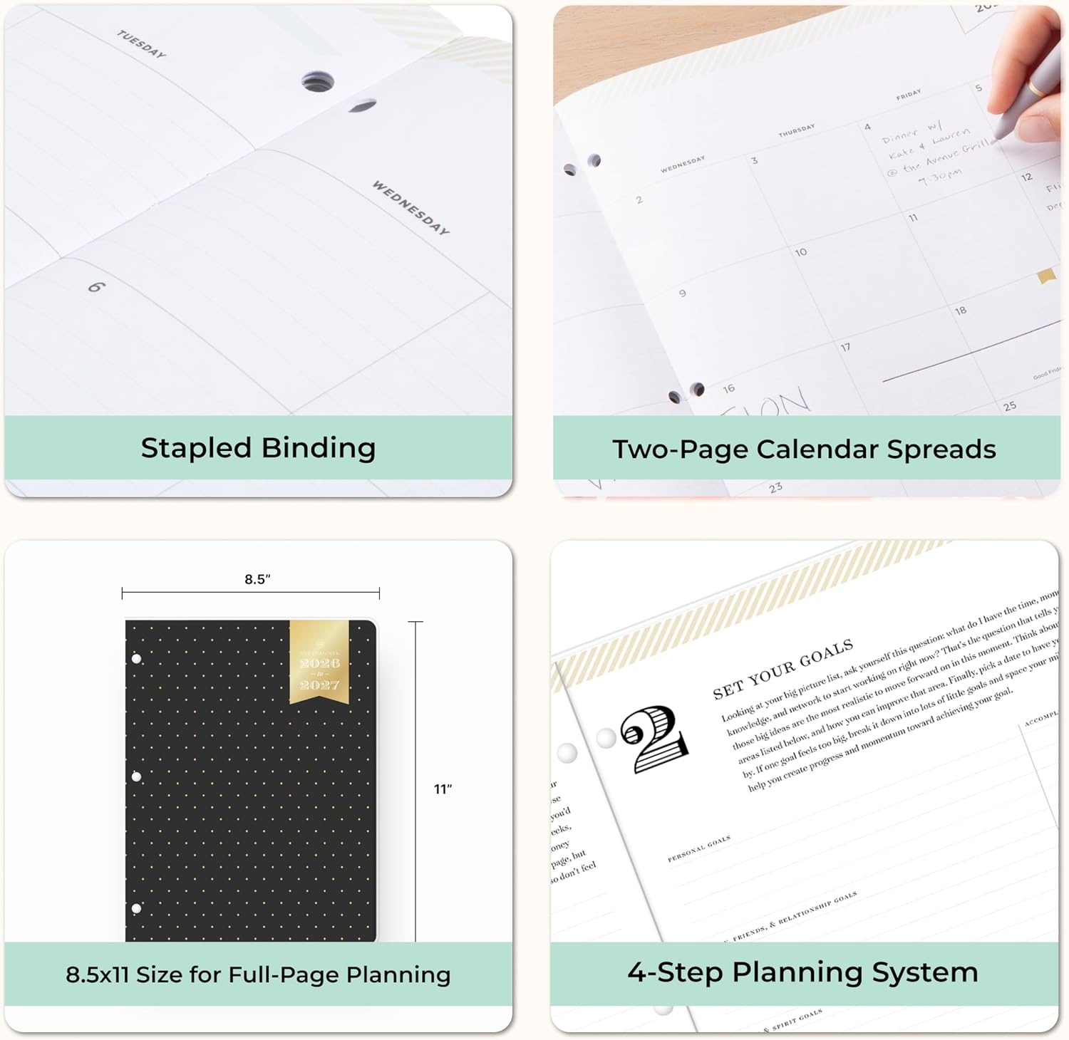 image:imageBlue Sky 2027 24Month Monthly Planner Calendar 85x11 Swiss Dot BlackSwiss Dot Black 2026