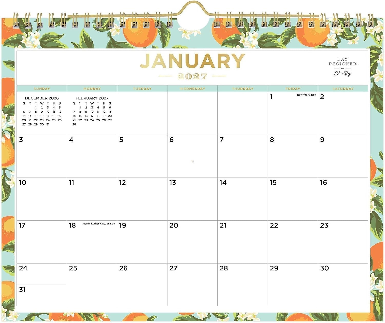 image:imageBlue Sky 2027 Monthly Wall Calendar 11x875 Orange Blossom MintOrange Blossom Mint 2027