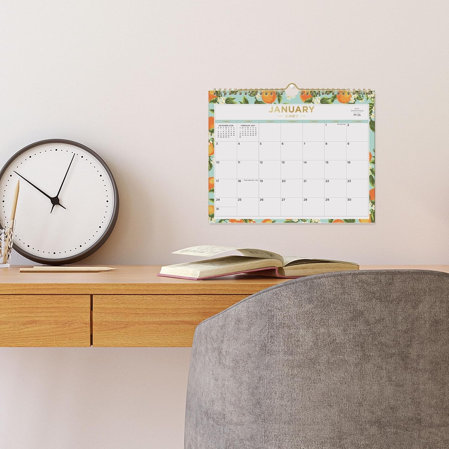 image:imageBlue Sky 2027 Monthly Wall Calendar 11x875 Orange Blossom MintOrange Blossom Mint 2027