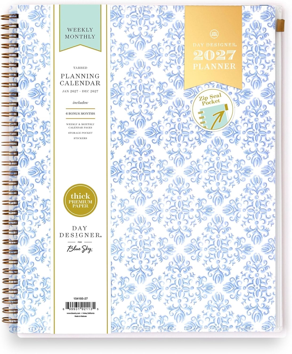 image:imageBlue Sky 2027 Weekly amp Monthly Planner Calendar 5x8 Serenity Tile BlueSerenity Tile Blue 2027