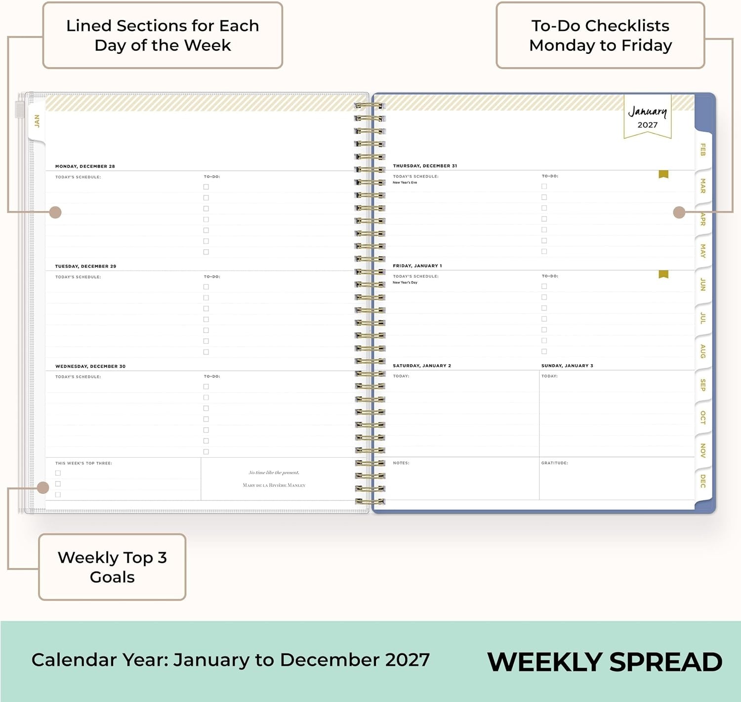 image:imageBlue Sky 2027 Weekly amp Monthly Planner Calendar 5x8 Serenity Tile BlueSerenity Tile Blue 2027
