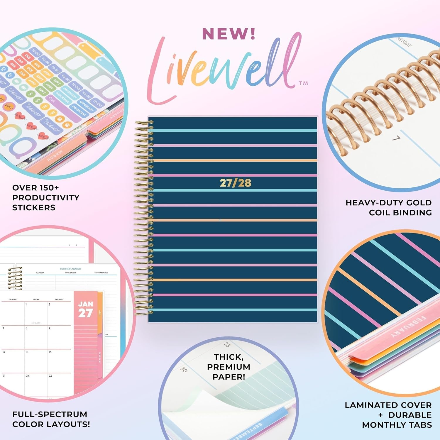 image:imageBlue Sky LiveWell 2027 24Month Monthly Planner Calendar 7x9 LindanaLindana 2027