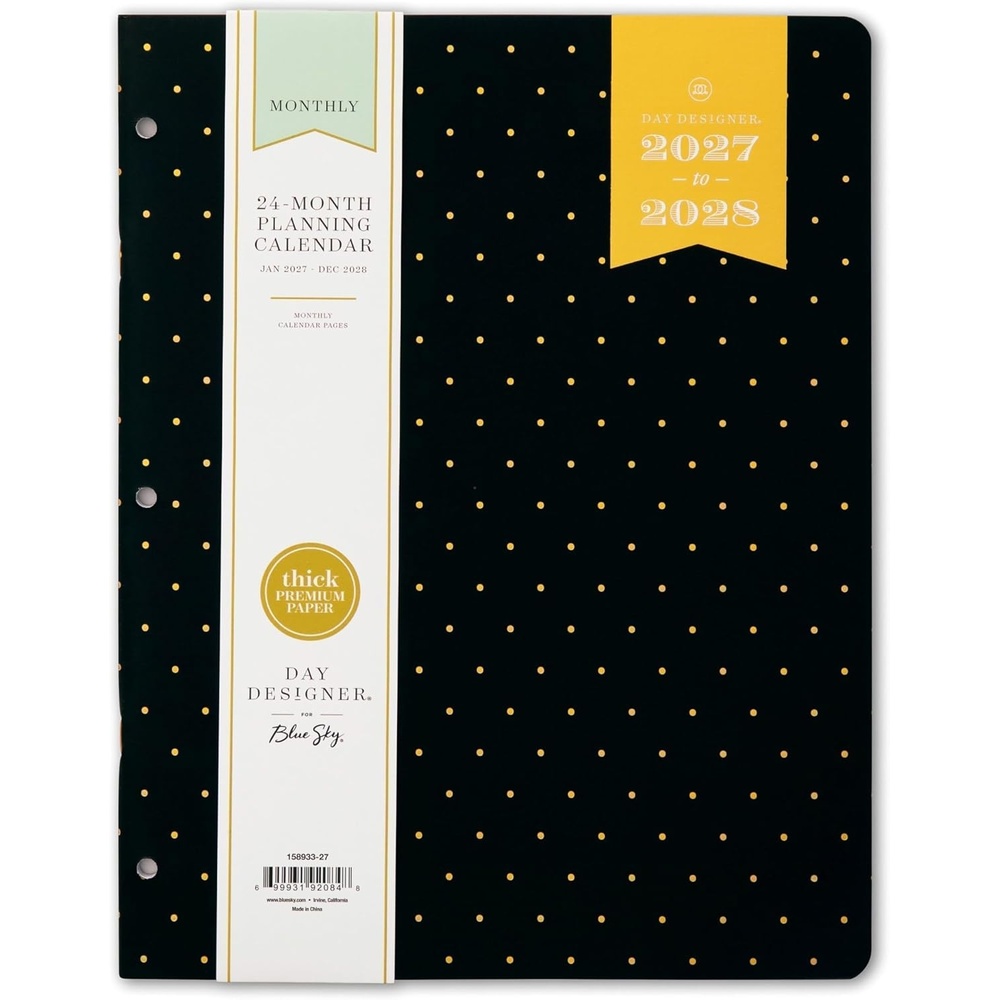 image:imageBlue Sky 2027 24Month Monthly Planner Calendar 85x11 Swiss Dot BlackSwiss Dot Black 2027