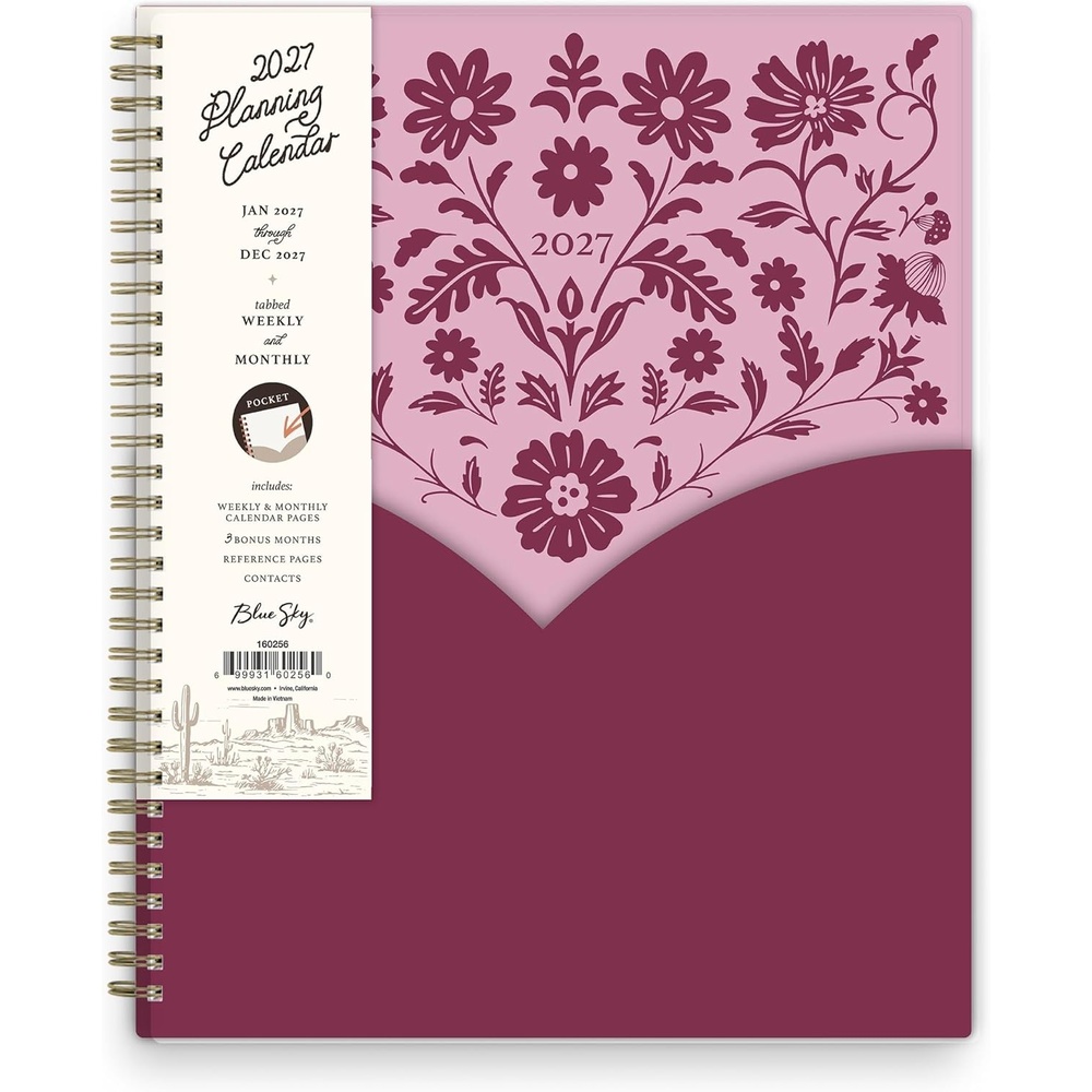 image:imageBlue Sky 2027 Weekly and Monthly Planner Calendar 85x11 Yeehaw Mauve