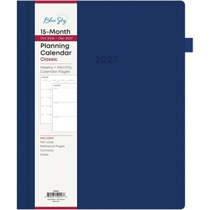 Blue Sky 2027 15-Month Weekly & Monthly Planner, 8.5″x11″, Soft Blue