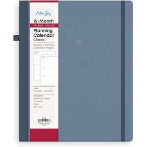 Blue Sky 2027 15-Month Weekly & Monthly Planner, 8″x10″, Steel Blue