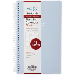 Blue Sky 2027 15-Month Weekly & Monthly Planner Calendar, 5″x8″, Soft Blue