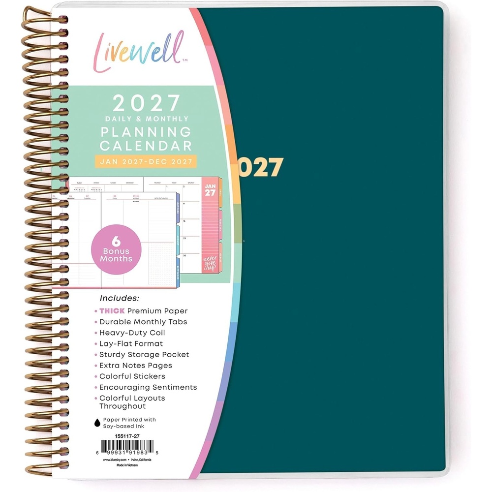 image:imageBlue Sky LiveWell 2027 Daily amp Monthly Planner Calendar 7x9 NavyNavy 2027
