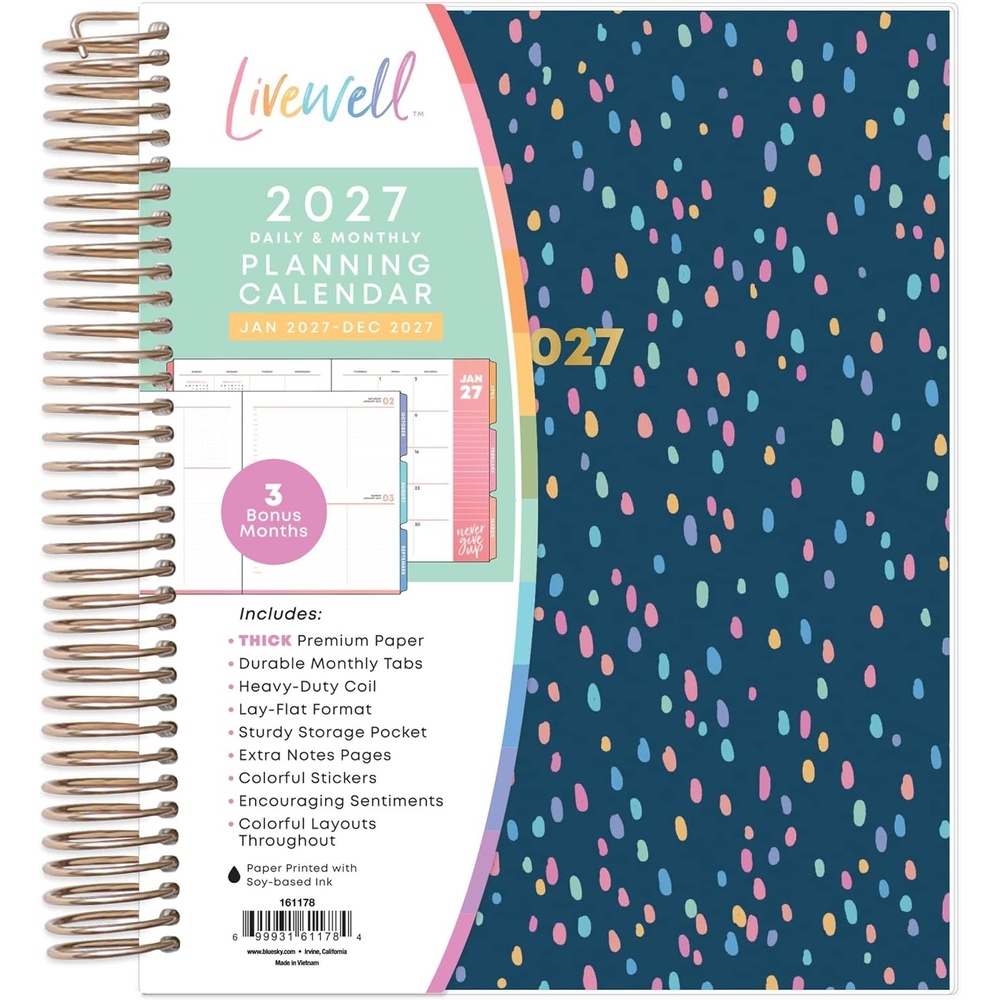 image:imageBlue Sky LiveWell 2027 Daily and Monthly Planner Calendar 7x9 Nova Navy