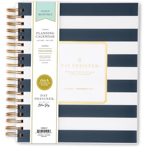 Blue Sky 2027 Daily & Monthly Planner Calendar, 8″x10″, Rugby Stripe Black