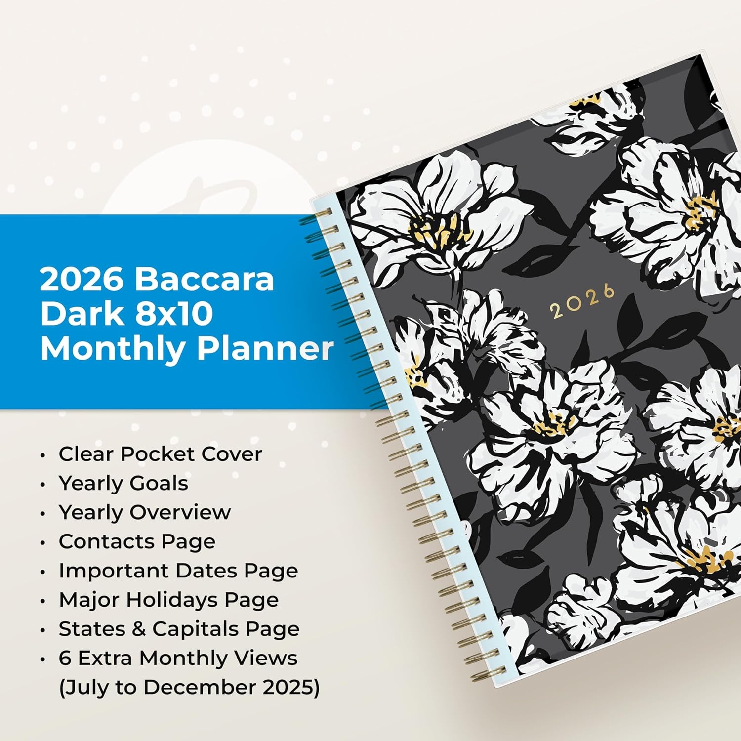 image:imageBlue Sky 2027 Monthly Planner Calendar 8x10 Baccara DarkBaccara Dark 2026