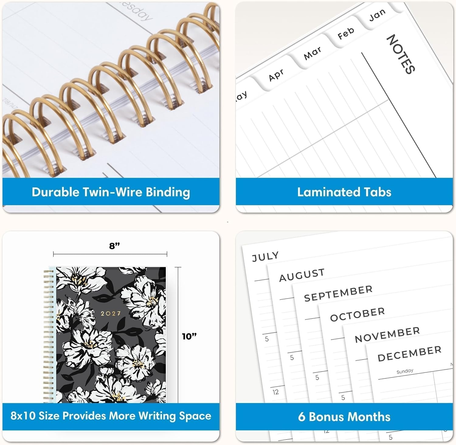 image:imageBlue Sky 2027 Monthly Planner Calendar 8x10 Baccara DarkBaccara Dark 2027