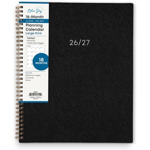 Blue Sky 2027 18-Month Monthly Planner, 8″x10″, Large Print, Solid Black(Solid Black- 2027)