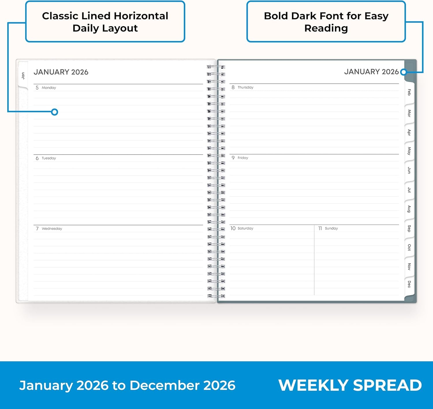 image:imageBlue Sky 2027 Weekly amp Monthly Planner Calendar 5x8 AmitzaAmitza 2026