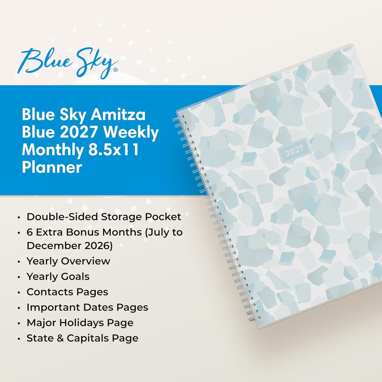 image:imageBlue Sky 2027 Weekly amp Monthly Planner Calendar 5x8 AmitzaAmitza 2027