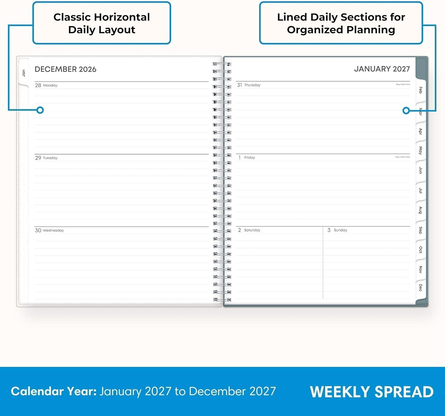 image:imageBlue Sky 2027 Weekly amp Monthly Planner Calendar 5x8 AmitzaAmitza 2027