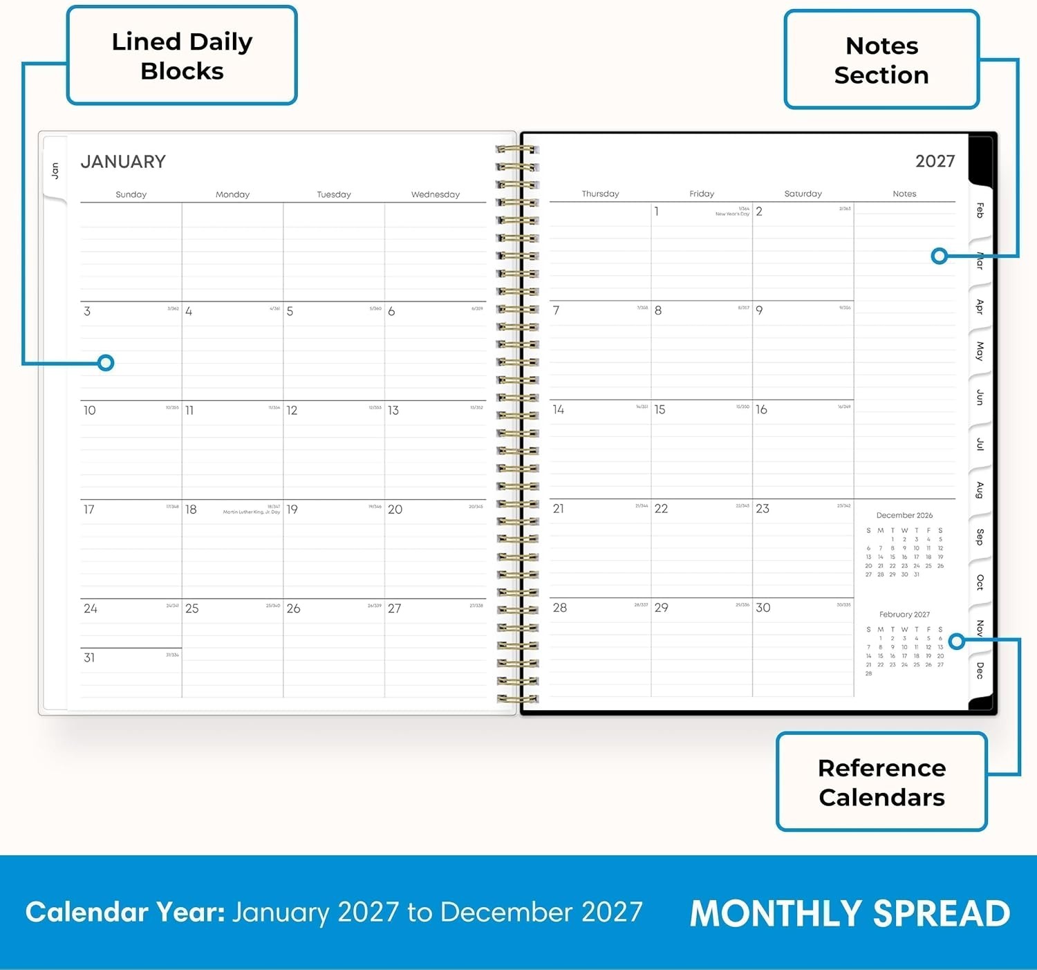 image:imageBlue Sky 2027 Weekly amp Monthly Planner Calendar 5x8 Baccara DarkBaccara Dark 2027