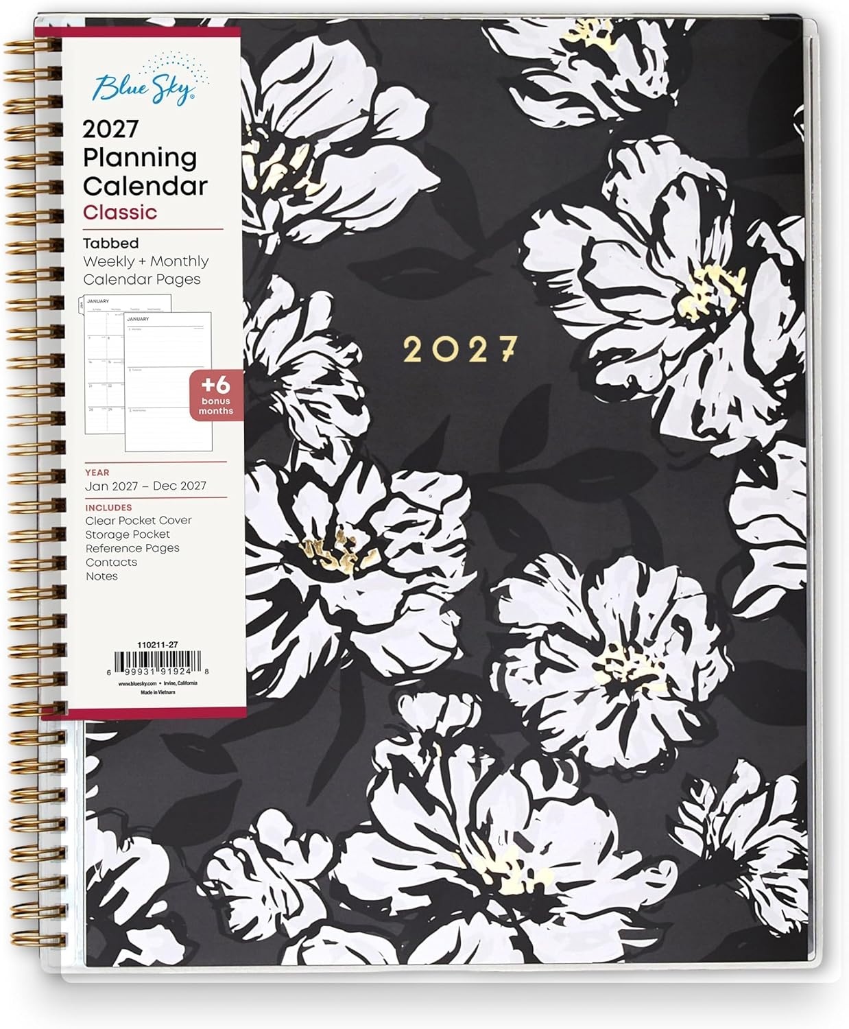 image:imageBlue Sky 2027 Weekly amp Monthly Planner Calendar 5x8 Baccara DarkBaccara Dark 2027