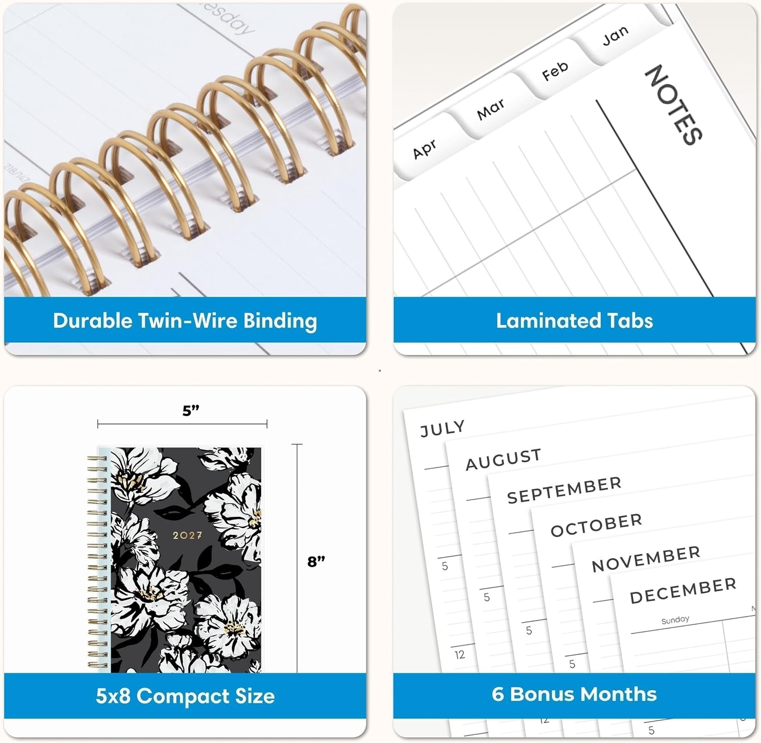 image:imageBlue Sky 2027 Weekly amp Monthly Planner Calendar 5x8 Baccara DarkBaccara Dark 2027