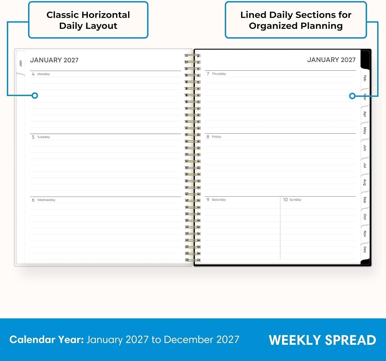 image:imageBlue Sky 2027 Weekly amp Monthly Planner Calendar 5x8 Baccara DarkBaccara Dark 2027