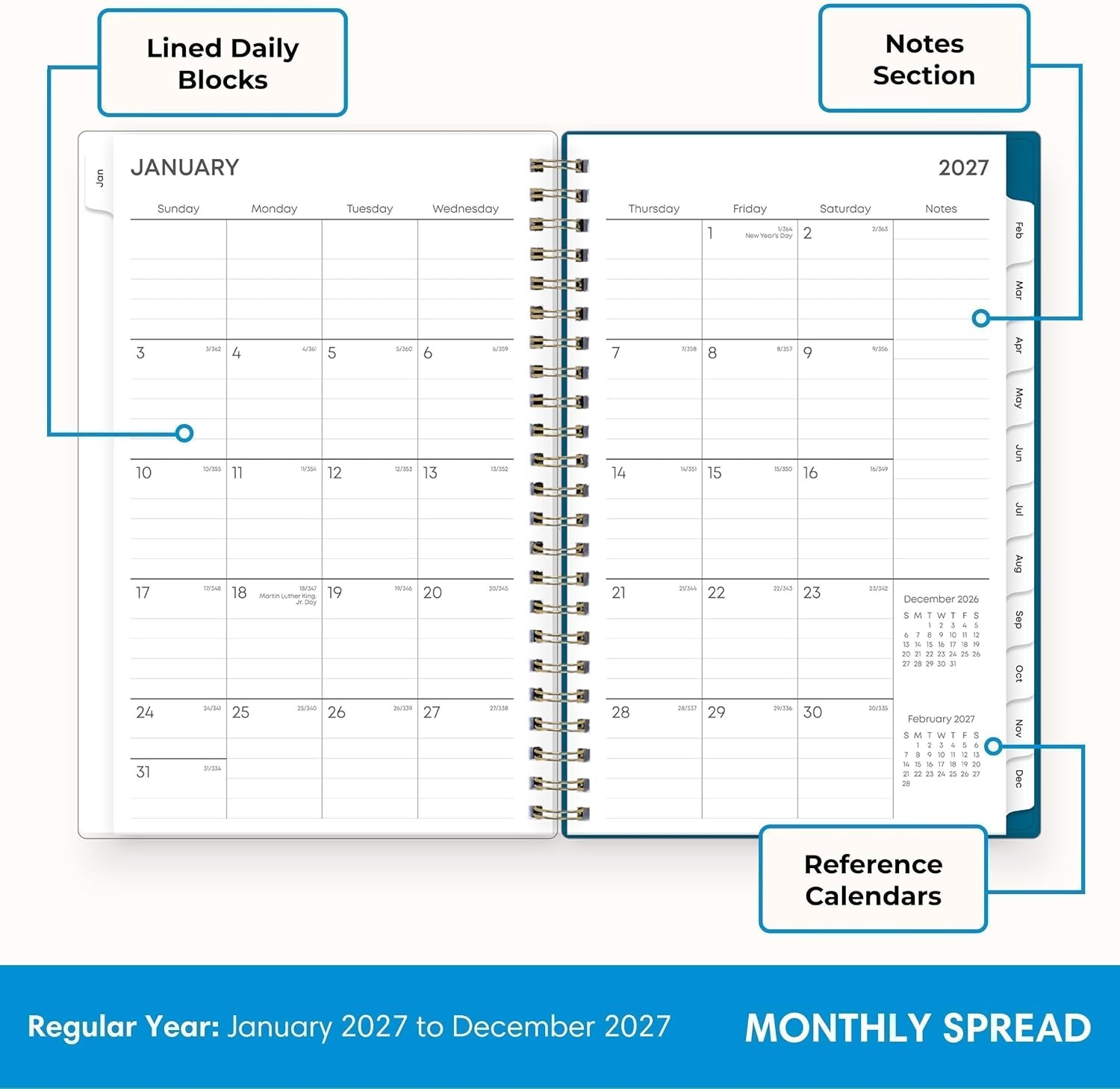 image:imageBlue Sky 2027 Weekly amp Monthly Planner Calendar 5x8 Bakah BlueBakah Blue 2027
