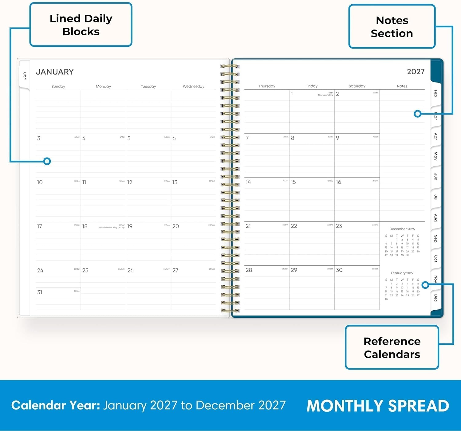 image:imageBlue Sky 2027 Weekly amp Monthly Planner Calendar 5x8 Bakah BlueBakah Blue 2027