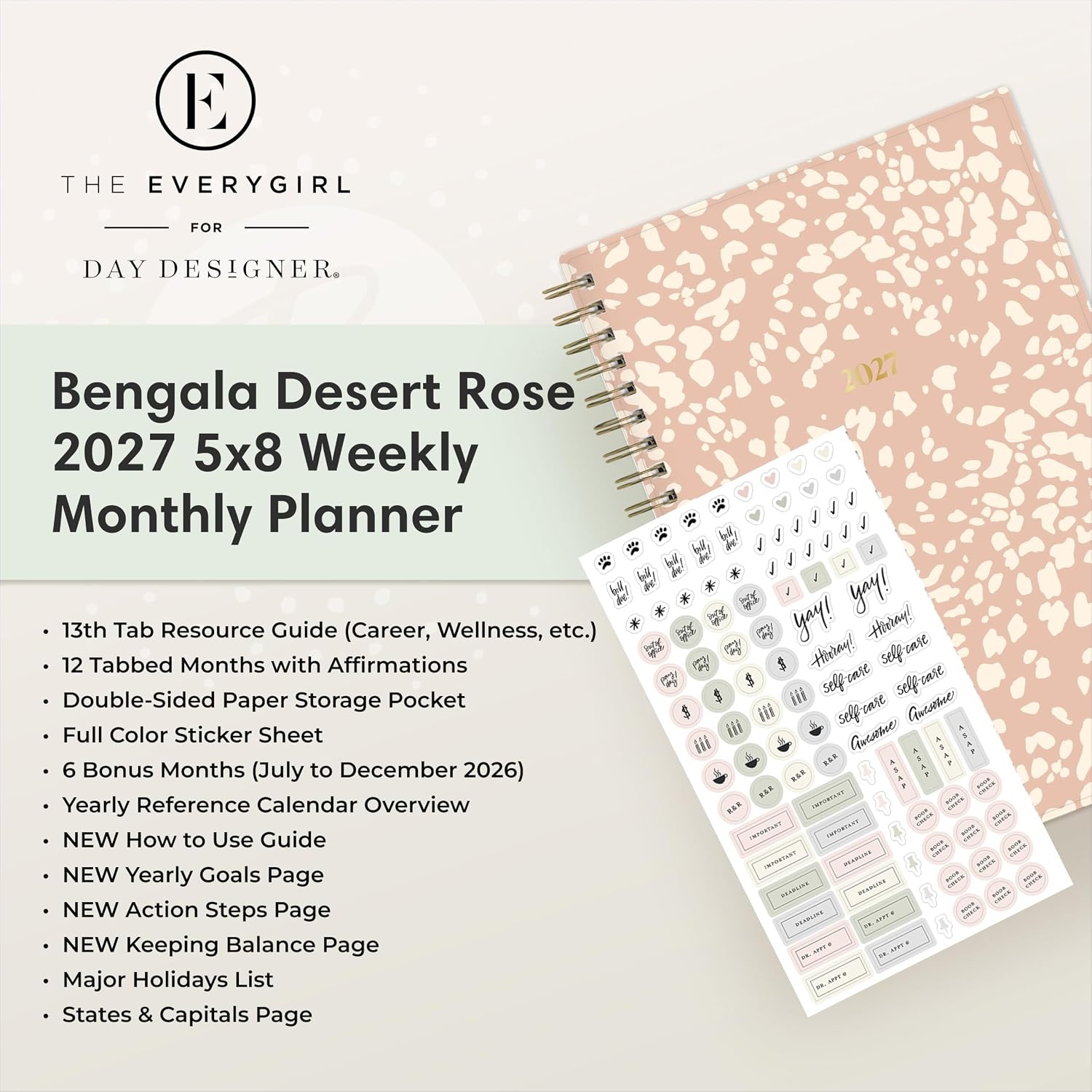 image:imageBlue Sky 2027 Weekly amp Monthly Planner Calendar 5x8 Bengala Desert RoseBengala Desert Rose 2027