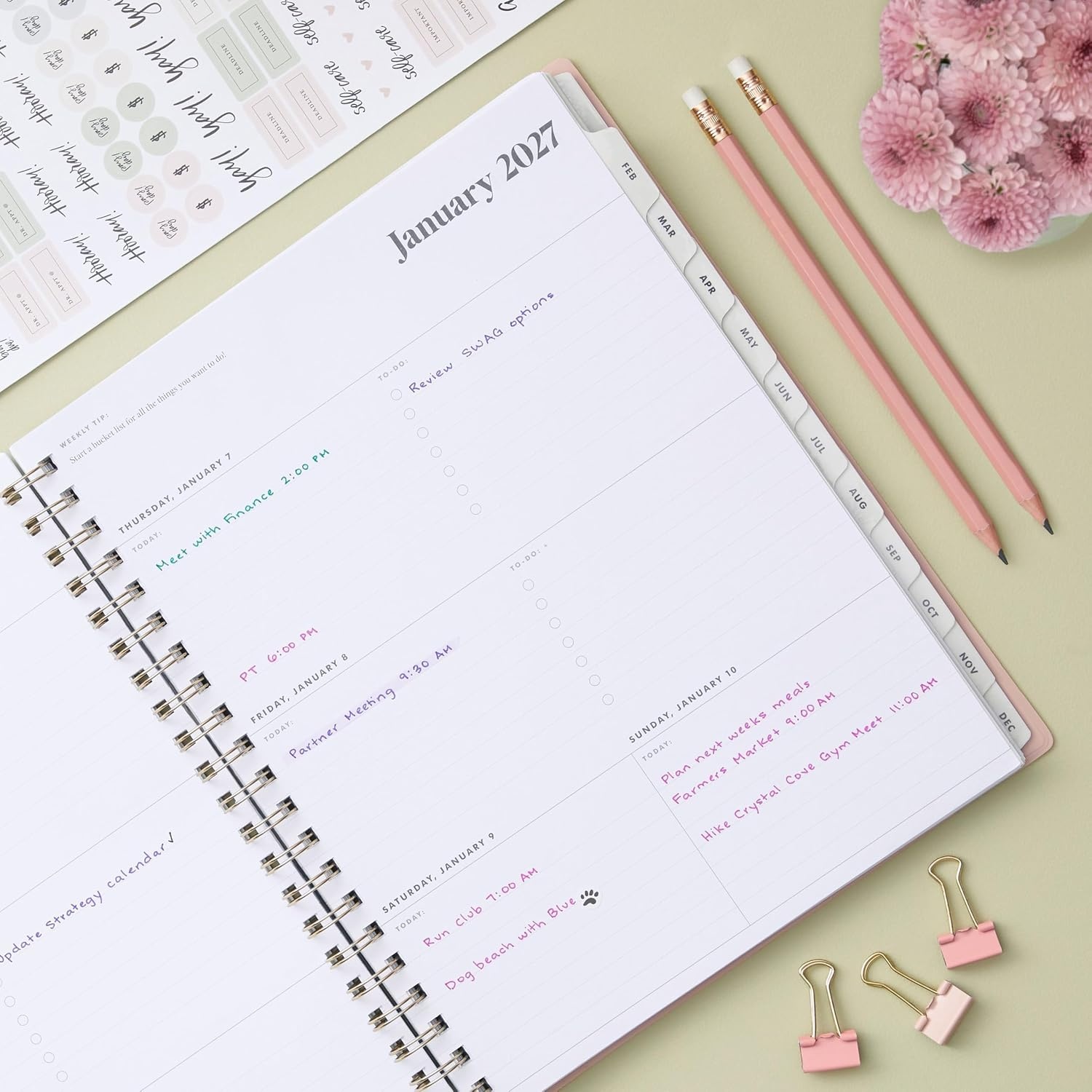 image:imageBlue Sky 2027 Weekly amp Monthly Planner Calendar 5x8 Bengala Desert RoseBengala Desert Rose 2027