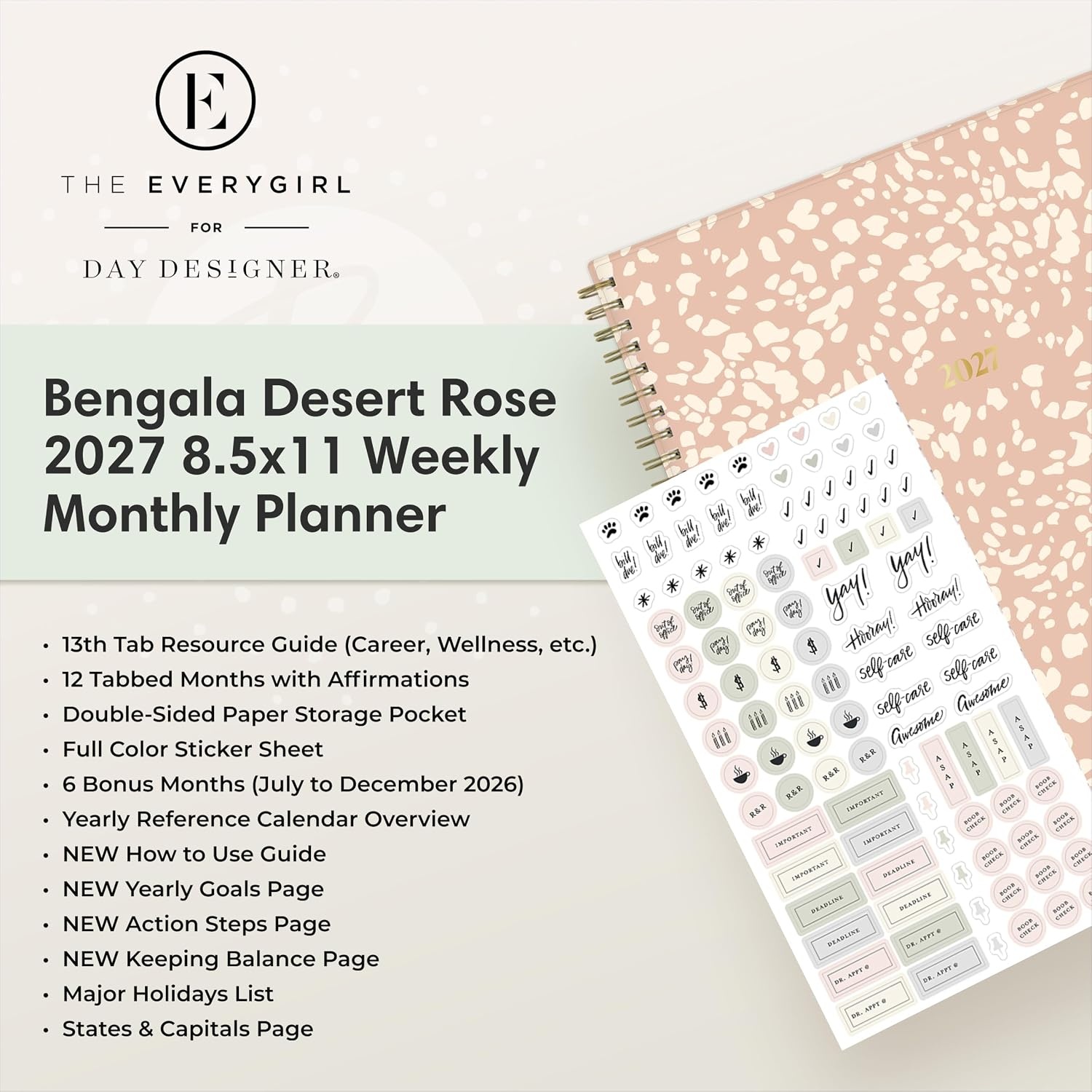 image:imageBlue Sky 2027 Weekly amp Monthly Planner Calendar 5x8 Bengala Desert RoseBengala Desert Rose 2027