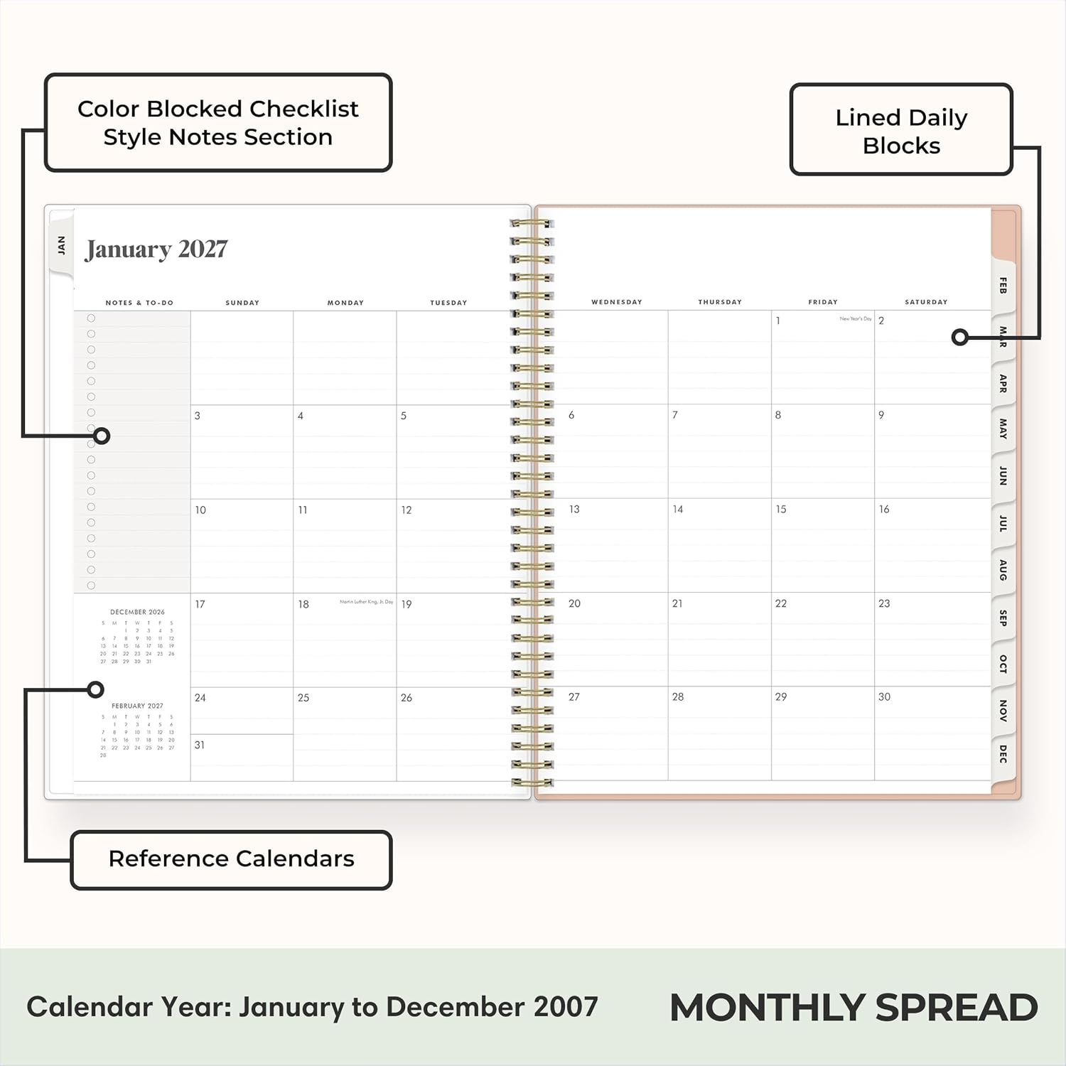 image:imageBlue Sky 2027 Weekly amp Monthly Planner Calendar 5x8 Bengala Desert RoseBengala Desert Rose 2027