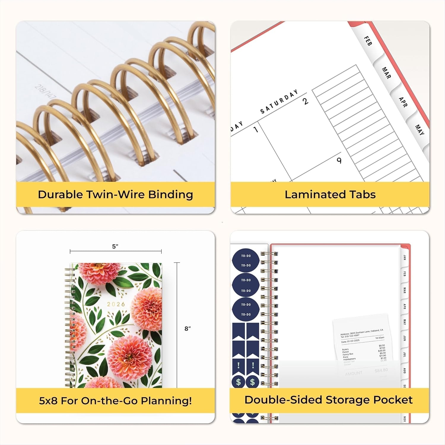 image:imageBlue Sky 2027 Weekly amp Monthly Planner Calendar 5x8 Bright DahliasBright Dahlias 2027