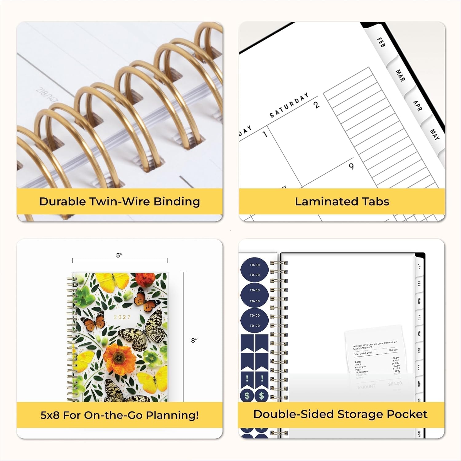 image:imageBlue Sky 2027 Weekly amp Monthly Planner Calendar 5x8 ButterfliesButterflies 2027
