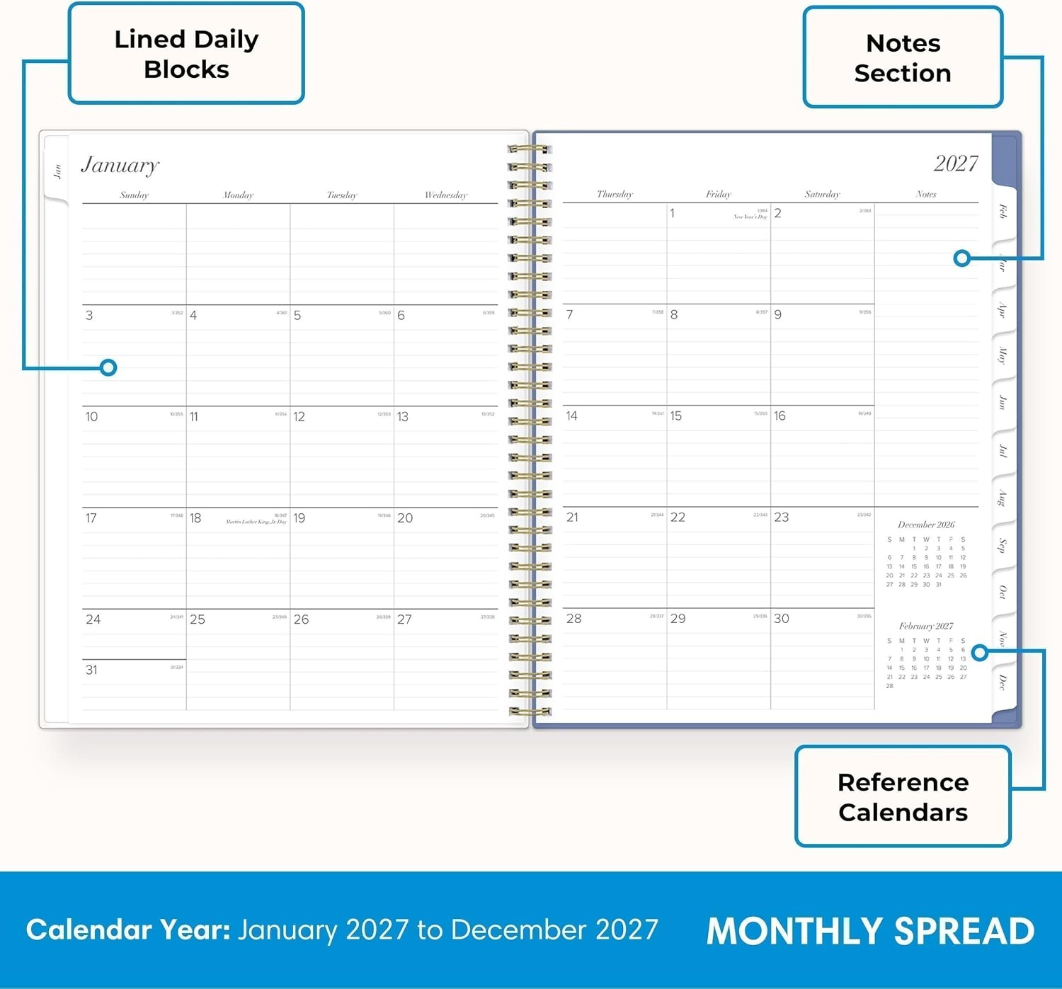image:imageBlue Sky 2027 Weekly amp Monthly Planner Calendar 5x8 ElenoraElenora 2027