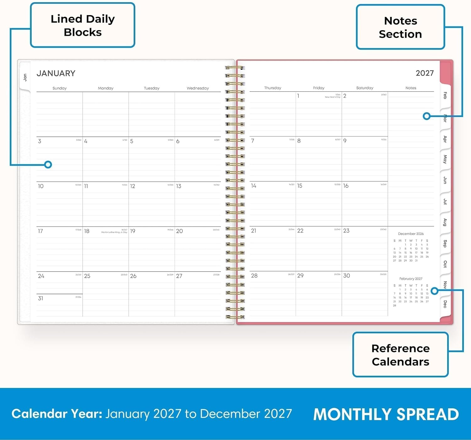 image:imageBlue Sky 2027 Weekly amp Monthly Planner Calendar 5x8 Fly ByFly By 2027
