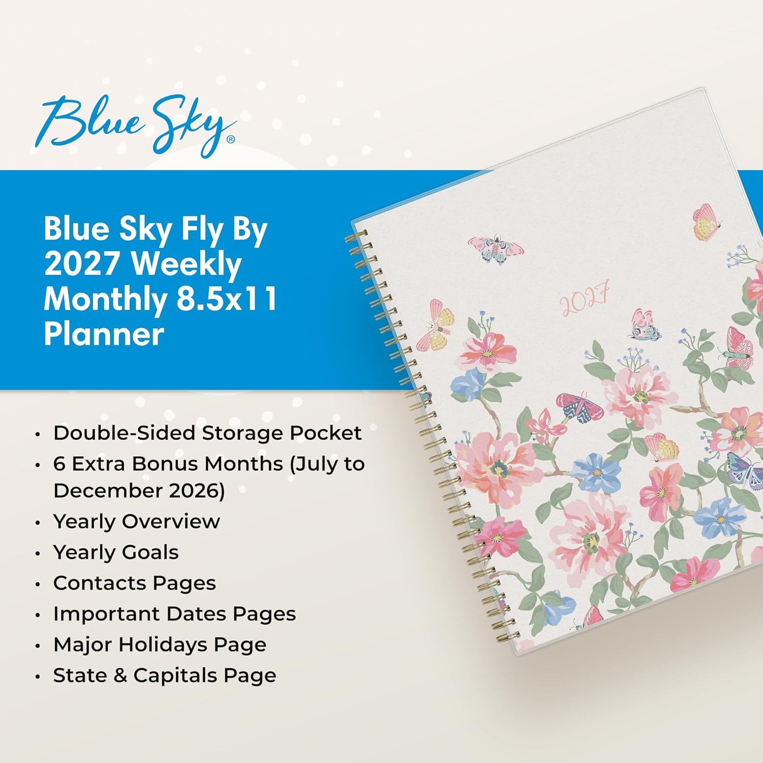 image:imageBlue Sky 2027 Weekly amp Monthly Planner Calendar 5x8 Fly ByFly By 2027